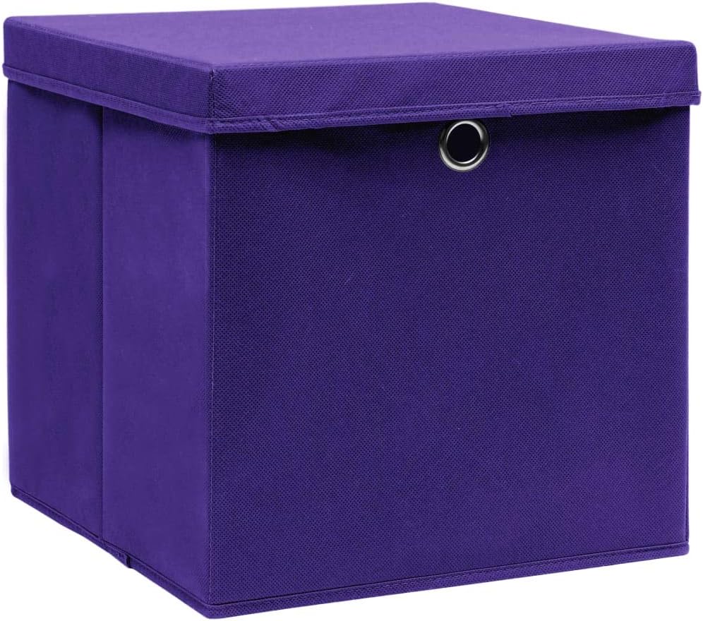 WIFESE 4 Stück Aufbewahrungsbox Mit Deckel 32X32X32 cm Faltbox Mit Fingerloch Storage Boxes Faltbare