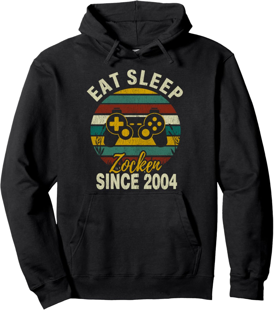 Eat Sleep Zocken Since 2004 Gamer Zocker Geburtstagsgeschenk Pullover Hoodie