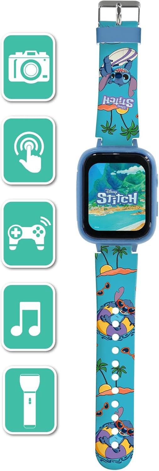 Lexibook, Disney Stitch, Selfie-Kamera-Uhr, HD-Touchscreen, 720p-Kamera, MP3-Player, integrierter La