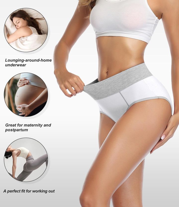 wirarpa Unterhosen Damen Baumwolle Unterwäsche Frauen Taillenslip Hohe Taille Slip 5er Pack S Weiss-