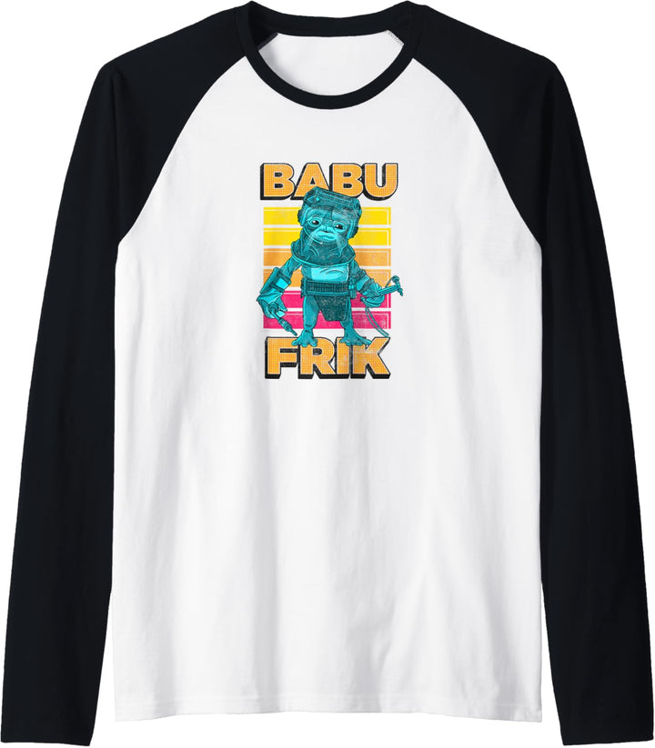 Star Wars Babu Frik Striped Background Portrait Raglan