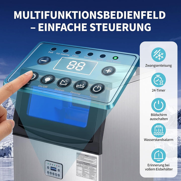 LEADZM Kommerzielle Eiswürfelmaschine Freistehender Eiswürfelbereiter Eismaschine mit Timer, ideal f