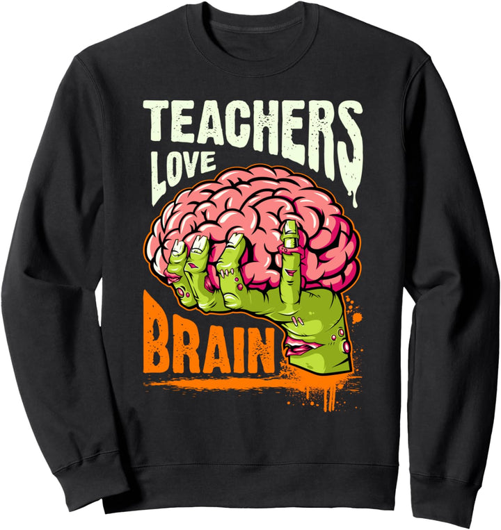 Lehrer, Halloween, Gehirn, auf Englisch Sweatshirt