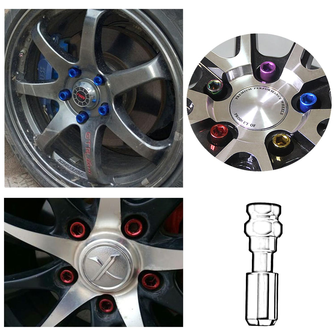 20 Stück Kegel 60° Schmal Sechskantschlüssel Stahl Lug Nuts M12 x 1,5 Radmuttern (Rot), rot