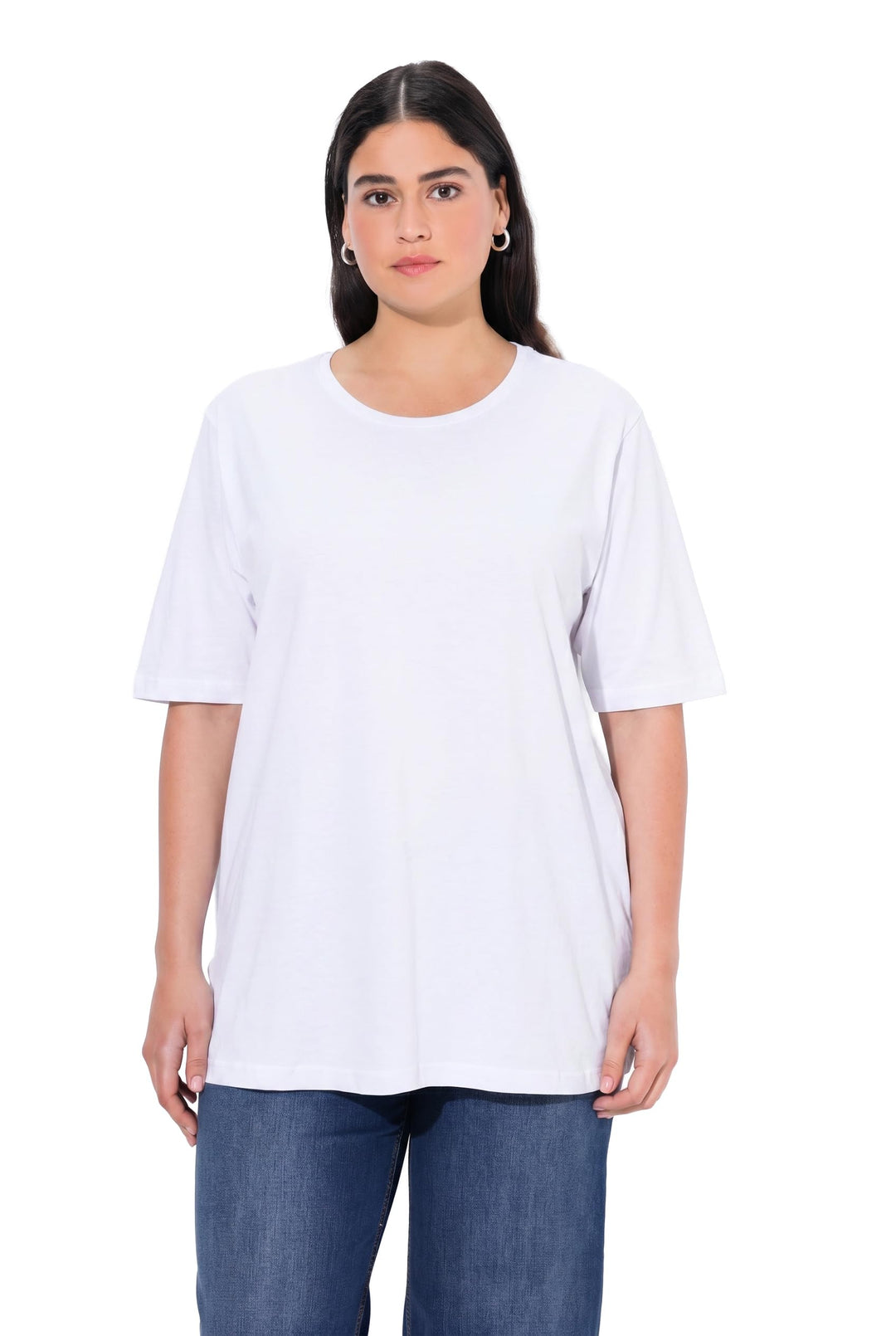 Ulla Popken Damen Basic, Rundhals T-Shirt 54-56 Schneeweiss, 54-56 Schneeweiss
