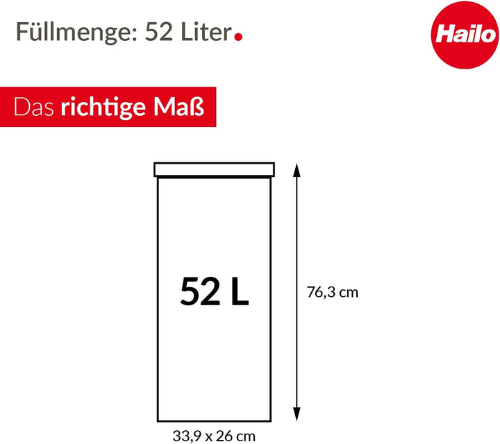 Hailo Big-Box Swing XL Mülleimer | 1 x 52 Liter | selbstschliessender Schwingdeckel | Stahlblech | M