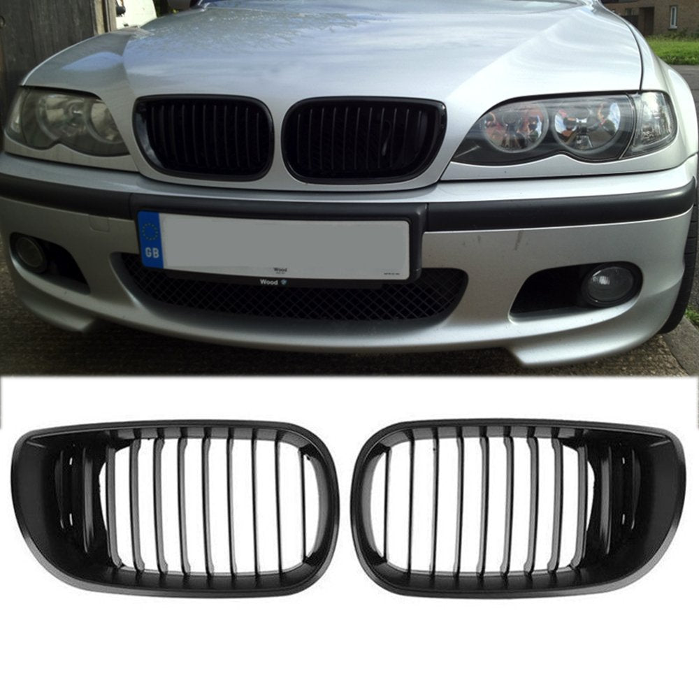 Ricoy Mattschwarzer Nierengrill für E46 3 Series 4 DOOR 4D 2002-2005 LCI Facelift (Mattschwarz) Schw