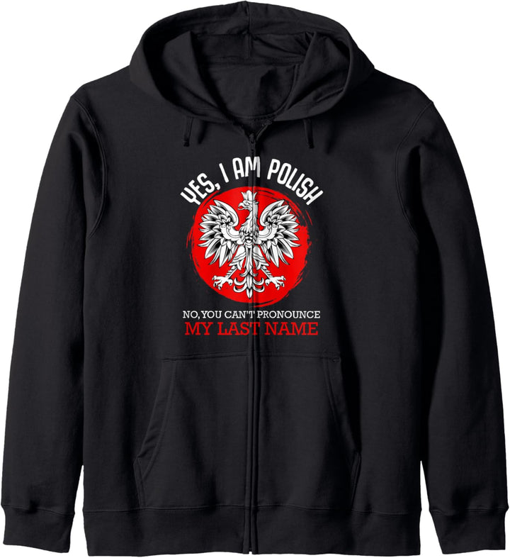 Yes I Am Polish Polen Flagge Pole Nationalität Heimat Polska Kapuzenjacke
