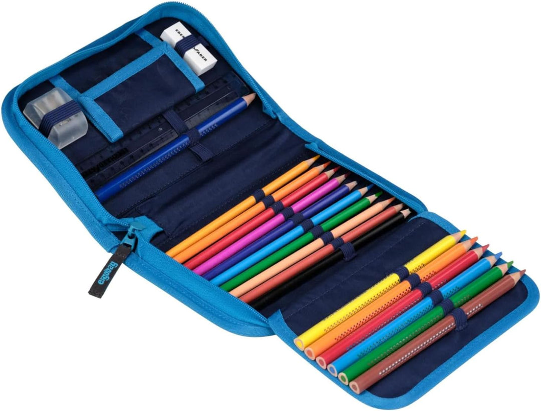 ergobag Federmäppchen Set 22-teilig, Lyra Buntstifte, Stundenplan-Fach, Kleingeld Fach, Lineal Bärla