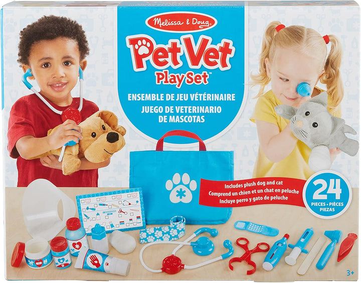 Melissa and Doug Tierarzt Spielzeug Kinder | Pet Doctor Tierarzt Spielset | Kuscheltier Zubehör | Ro