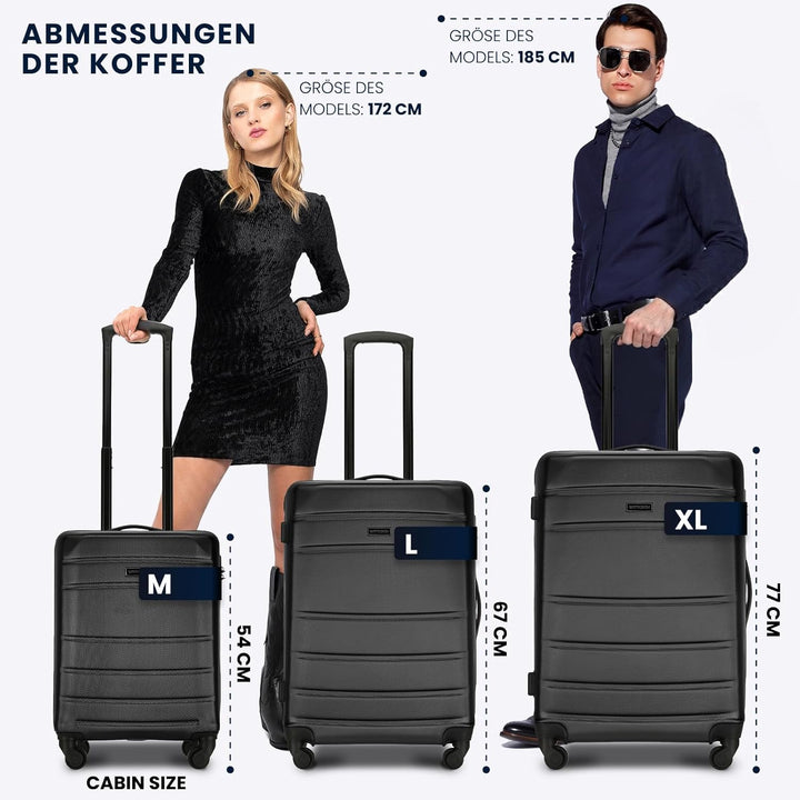 WITTCHEN Grosser Koffer Trolley Koffer Reisekoffer aus ABS Hartschalen Trolley 4 Rollen Kombinations