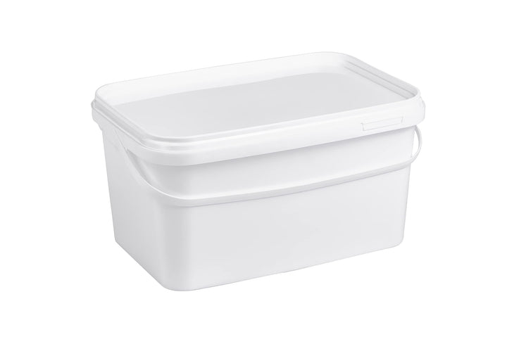 Nipter Eimer mit Deckel 5l, Eimer 5,8l rechteckig, Plastikeimer weiss, stapelbar, 15 Stück 5L - 15 S