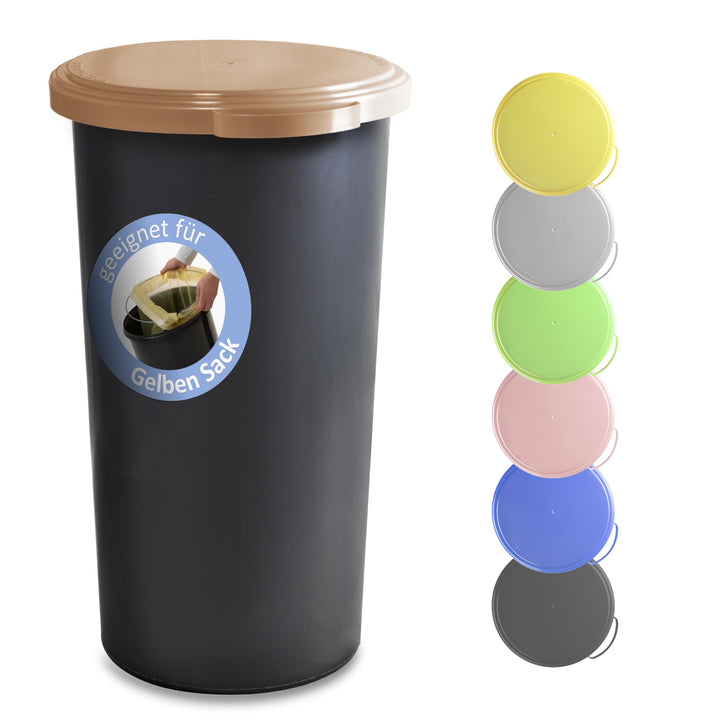 KUEFA 60L Müllsackständer mit flachem Deckel - Gelber Sack Mülleimer (Cappuccino), Cappuccino