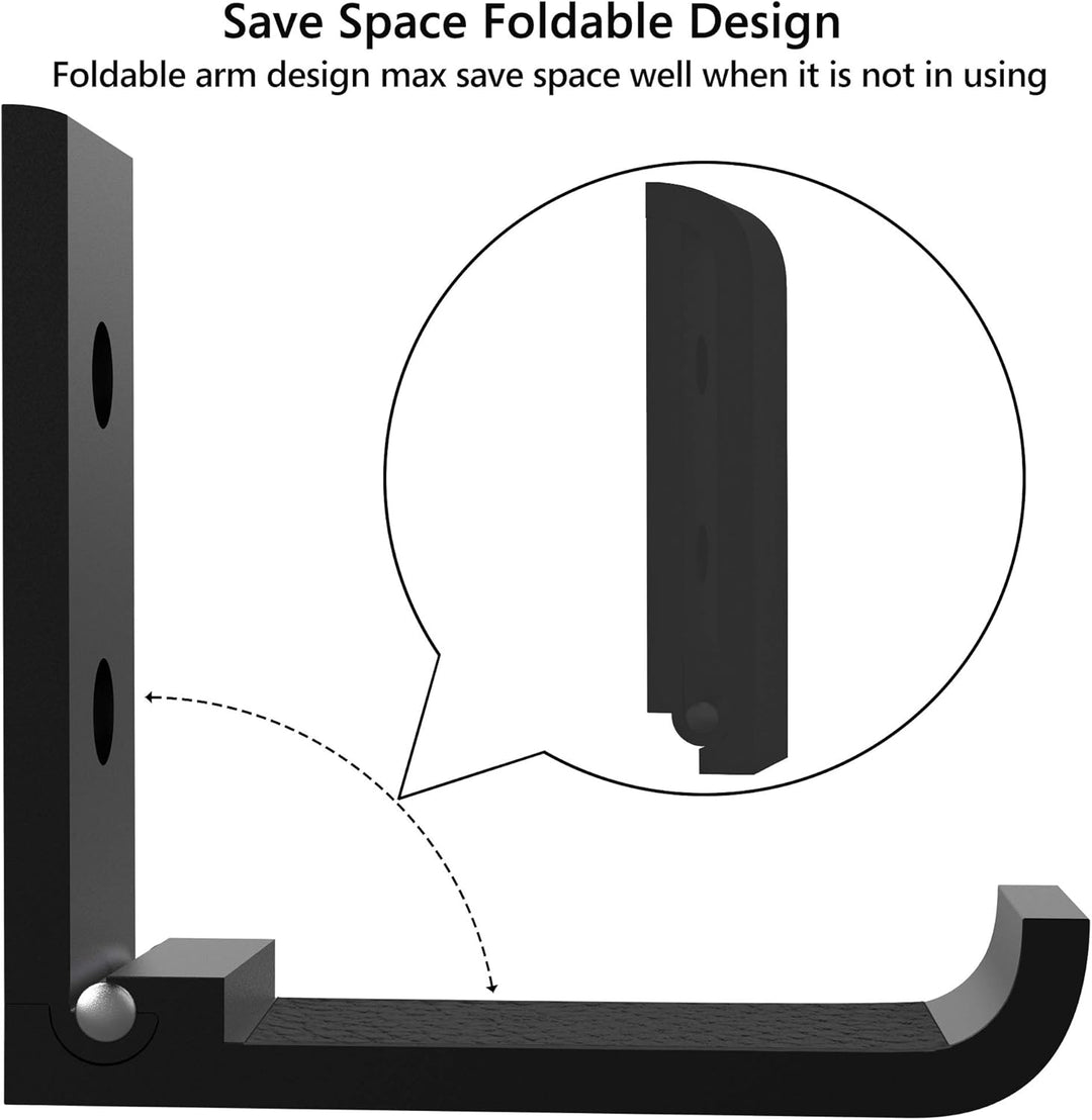 Geekria Foldable Wall Mount Headphones Holder, Headset Wall Hanger, Aluminum Wallmount Hook, Hold Up