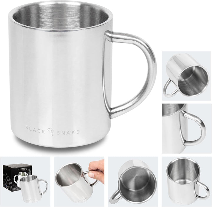 Black Snake® Camping-Thermobecher | Edelstahl-Tasse zum Campen | Outdoor-Thermotasse 300 ml | Set au