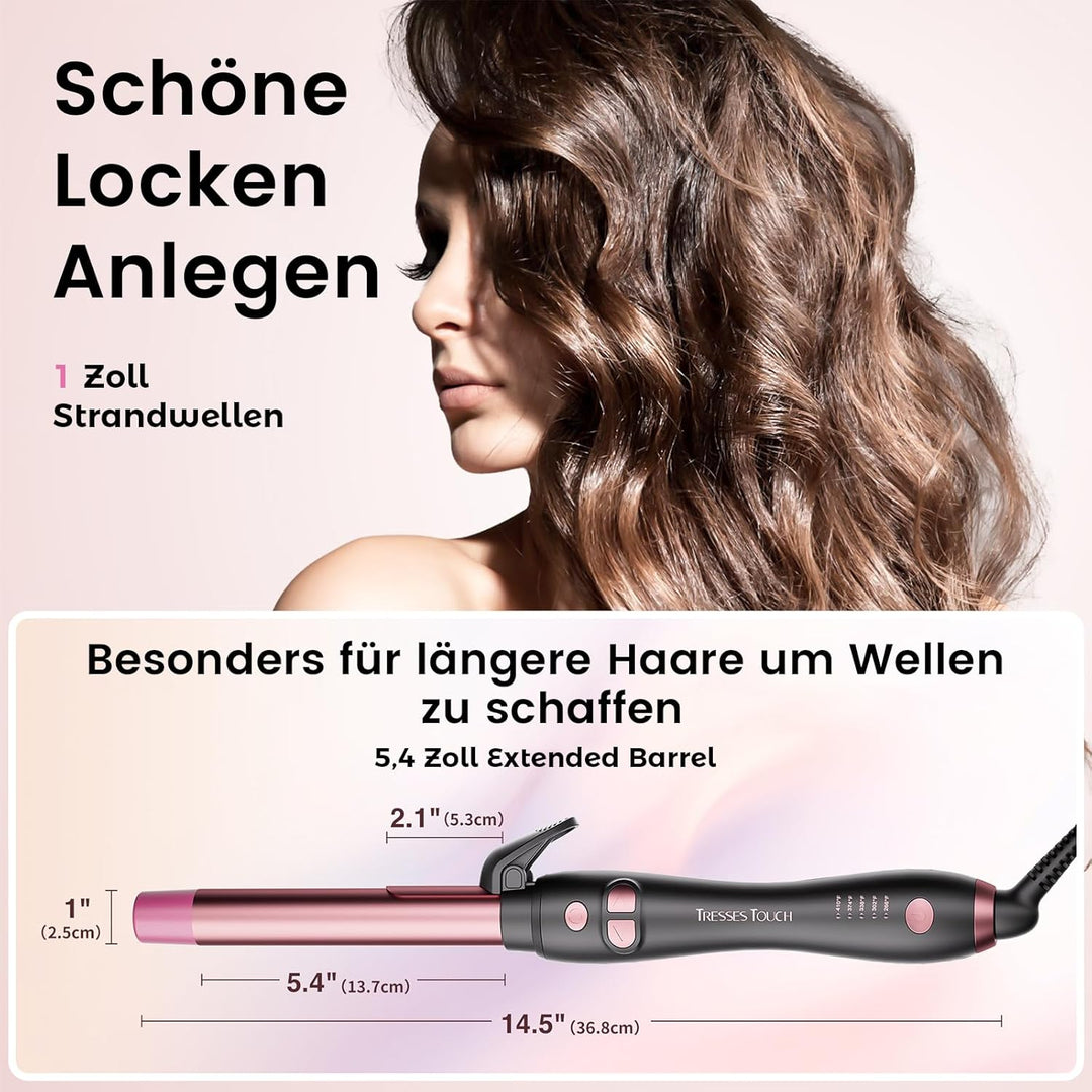 Lockenstab Automatisch Hair Curler with Klemme, Rotierend Curling Iron 1 Inch mit Tourmalin Keramik,