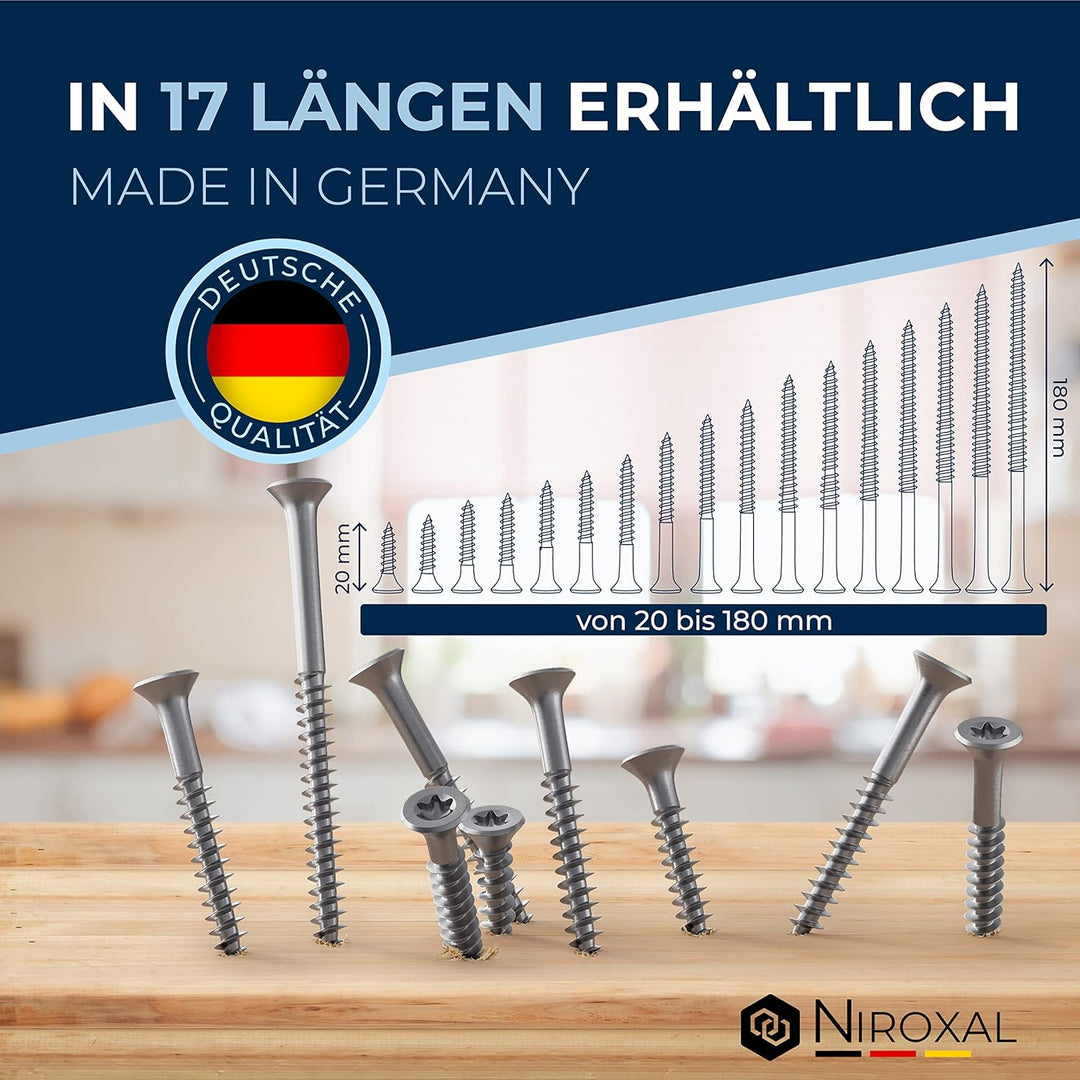 Schrauben Torx Edelstahlschrauben 6x70 Edelstahl V2A rostfrei Spanplattenschrauben für Holz Teilgewi