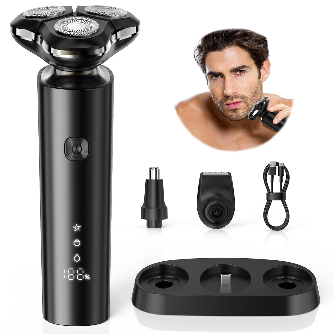 Rasierer Herren Elektrisch, 3D Elektrorasierer Herren mit Wiederaufladbarer Basis -Rasierer Herren E