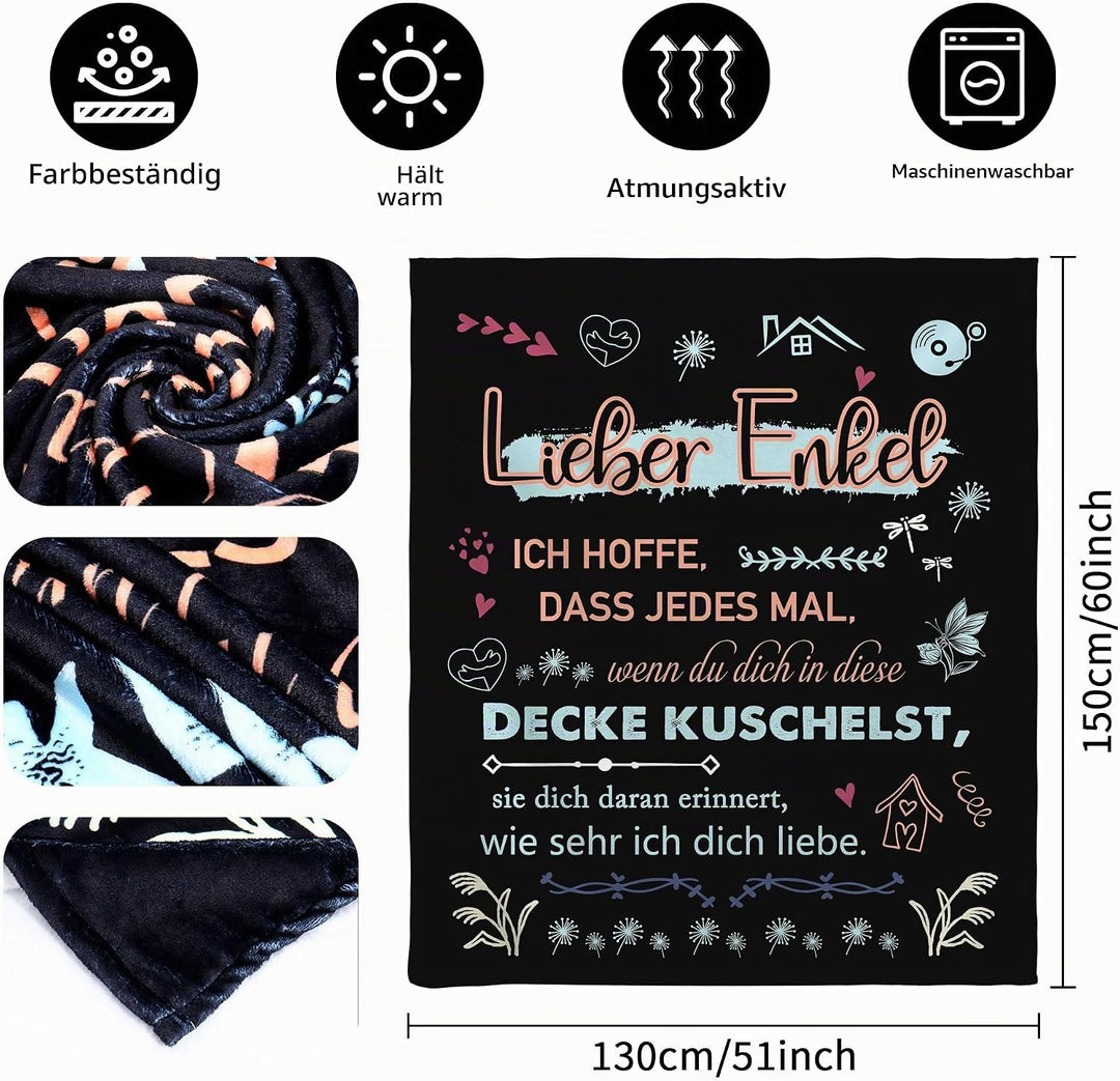 Original Geschenk Lieber Enkel Ich Hoffe Dass Jedes Mal Wenn Du Dich In Diese Decke Kuschelst Sie Di