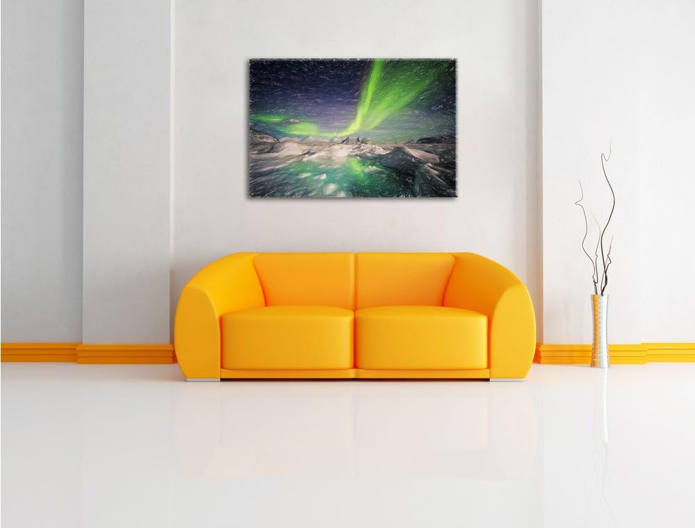 Pixxprint Polarlicht als Leinwandbild/Grösse: 100x70 cm/Wandbild/Kunstdruck/fertig bespannt, 100x70