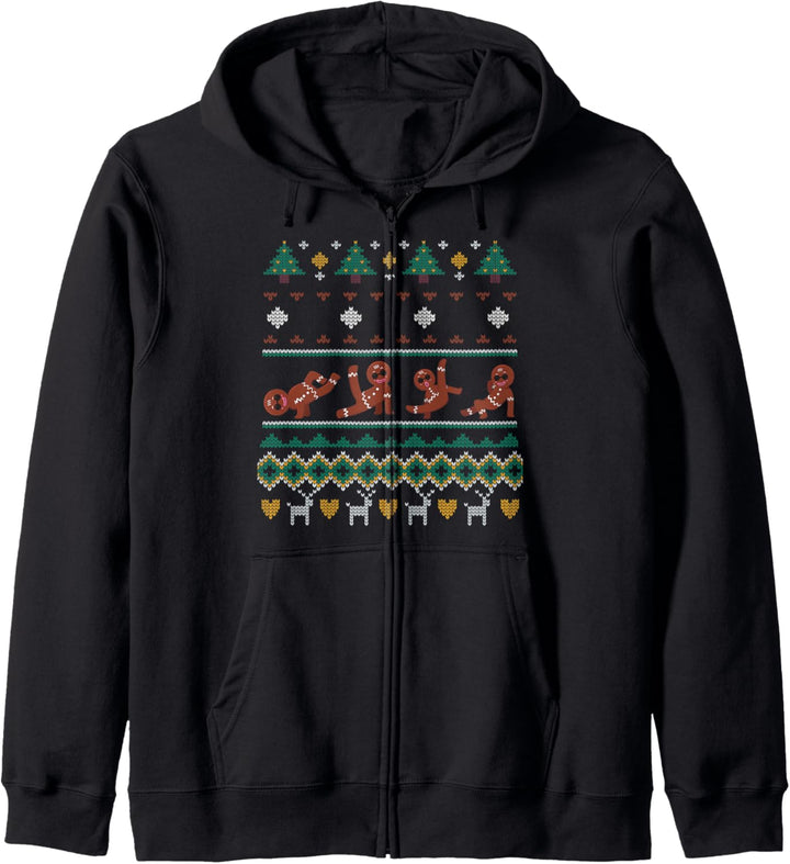 Ugly Christmas Breakdance Santa Claus New Year Lebkuchen Kapuzenjacke