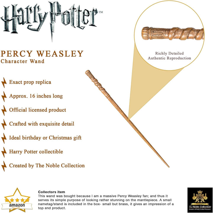 The Noble Collection - Percy Weasley Character Wand - 16in (40cm) Wizarding World Wand with Name Tag
