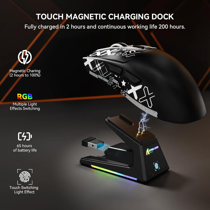 MAMBASNAKE x Attack Shark X1 Gaming-Maus mit Ladestation, 49g Ultralight, 40K DPI PAW3395 PRO-Sensor