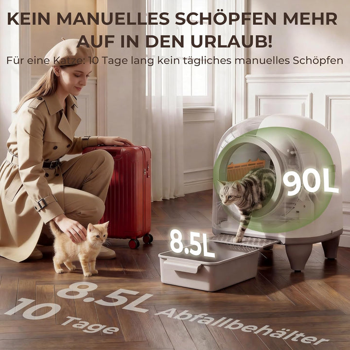 TRIUMPHKEY selbstreinigende Katzentoilette, automatisches Katzenklo mit mehrfachem Schutz, APP-Fernü