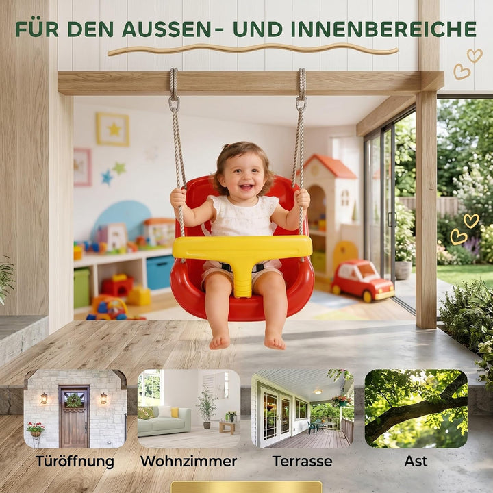 AIYAPLAY Babyschaukel verstellbar Mitwachsend Babysitz Schaukelsitz mit Rückenlehne und Sicherheitsg