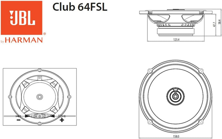 JBL Club Gen3 64FSL 6.5'' (16cm) Lautsprechersatz Koaxial Flach