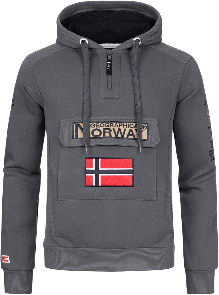 Geographical Norway Herren Gymclass Kapuzenpullover, Dunkelgrau