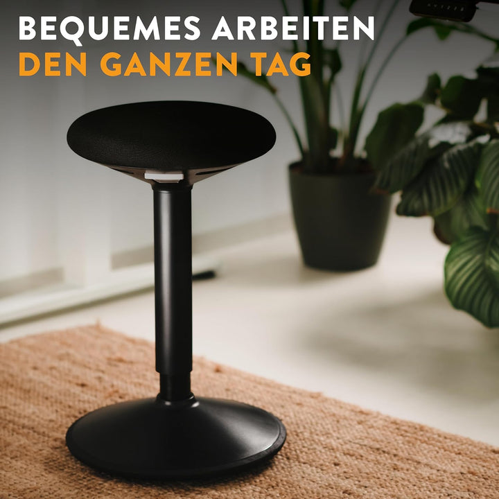 boho office® Stehhilfe, Sitzhilfe, Ergonomischer Hocker, Stehhocker, Stehsitz, Schwarz, Kunststoff,
