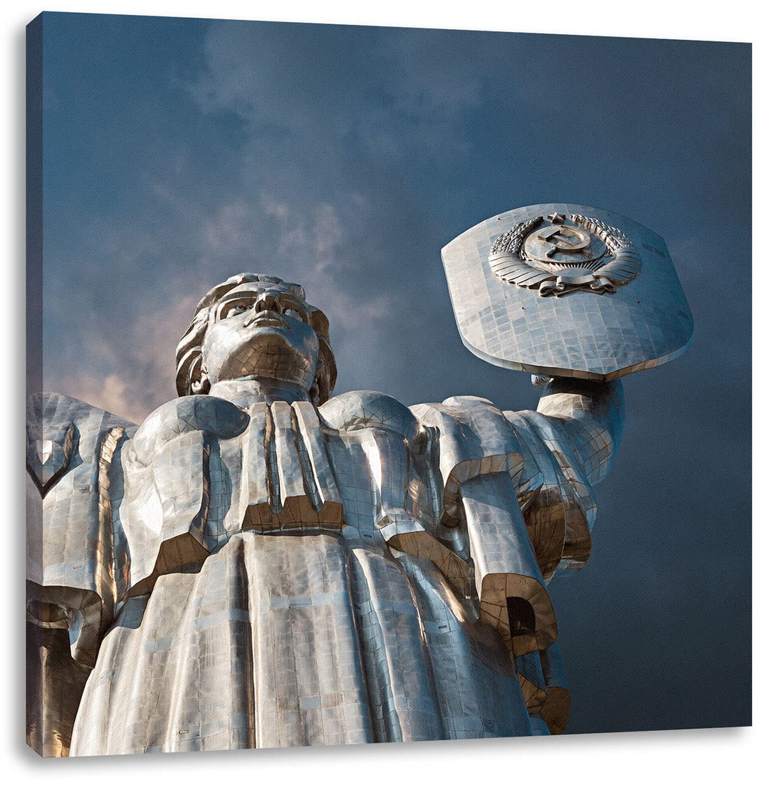Pixxprint Mutter Mutterland Ukraine als Leinwandbild Quadratisch| Grösse: 70x70 cm | Wandbild | Kuns