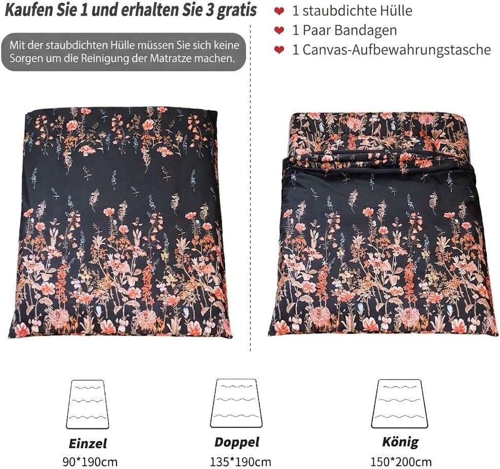 MAXYOYO Japanische Bodenmatratze Futonmatratze, Verdicken Tatami Matte Isomatte Faltbare Roll-Up Mat
