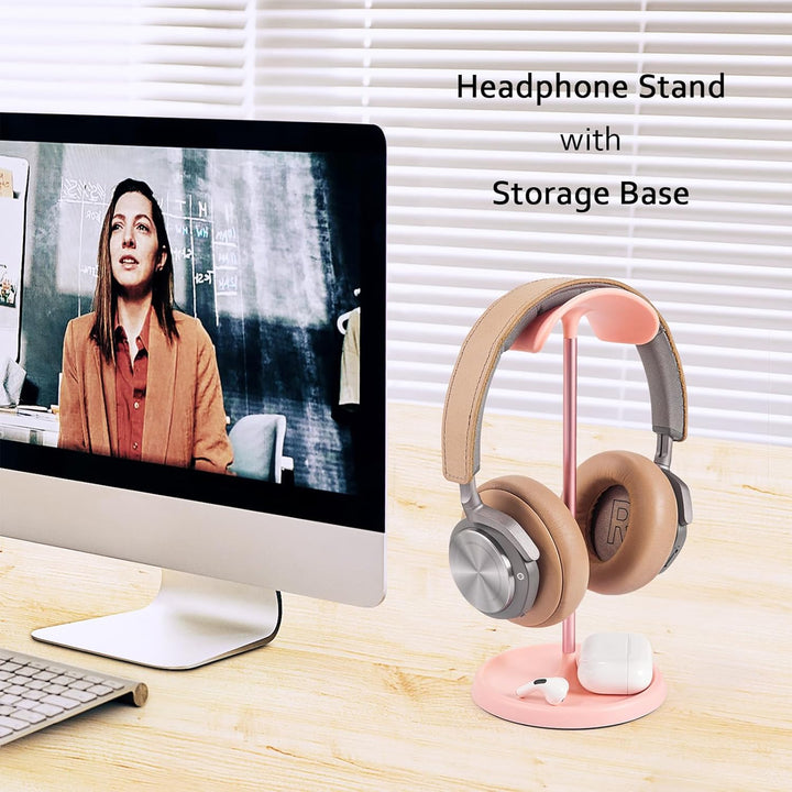Kopfhörer Ständer, Gebogener Headset Halterung mit Ablagefach, Schwere Basis Gaming Kopfhörer Halter