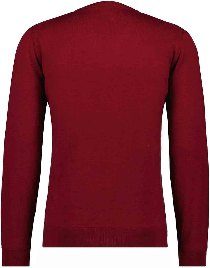RAGMAN Herren Merino-Pullover V-Ausschnitt, M Beere-620