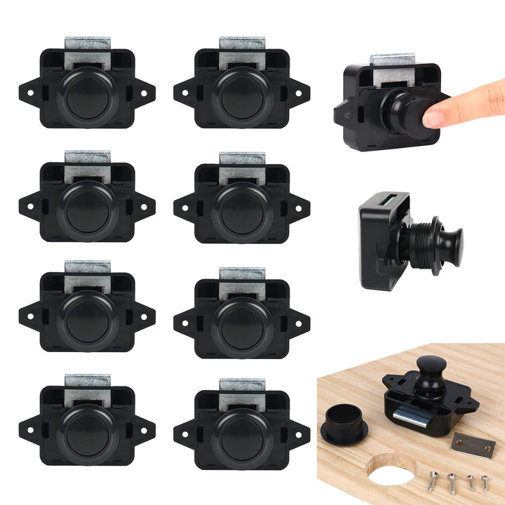 AYYDS 10 Stück Push Button Catch Door Lock Verriegelung für Wohnmobil Schrank, Grosses Cabinet Lock