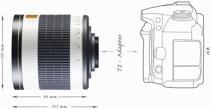 Walimex Pro 500mm 1:6,3 CSC Spiegel-Teleobjektiv für Sony E Objektivbajonett weiss (manueller Fokus,