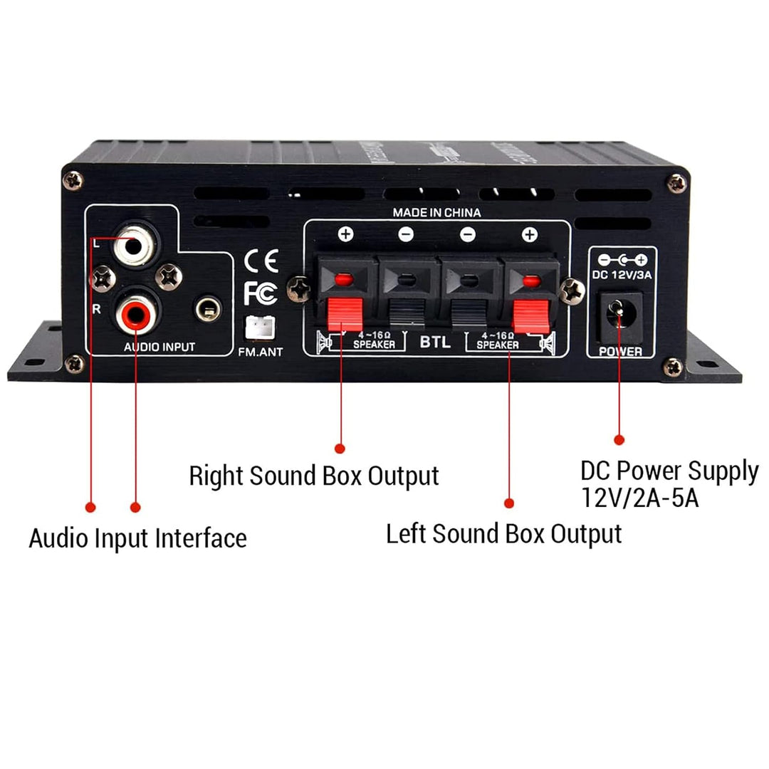 Bluetooth Verstärker HiFi Stereo Amplifier Max 800W- 2 Kanal Mini Audio Verstärker 40WX2 Class D Ver
