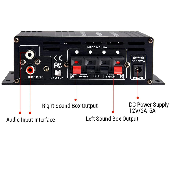 Bluetooth Verstärker HiFi Stereo Amplifier Max 800W- 2 Kanal Mini Audio Verstärker 40WX2 Class D Ver