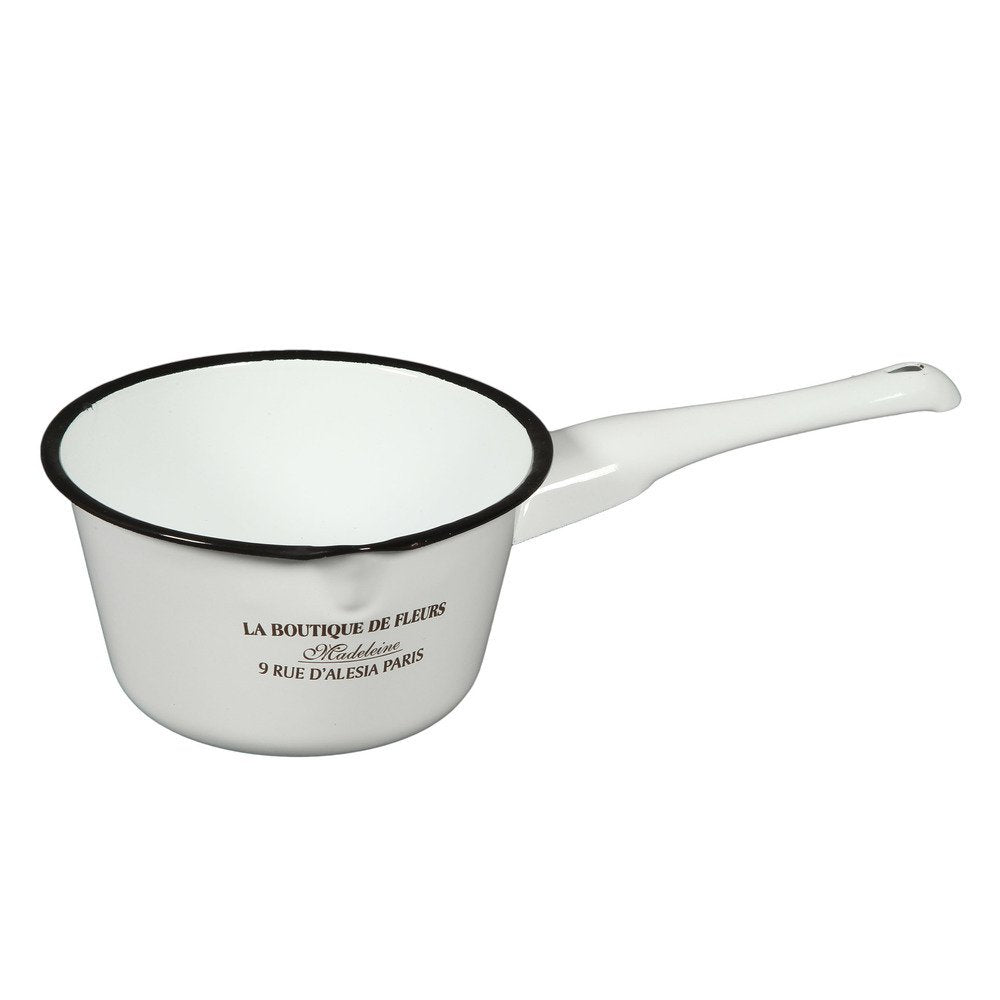 Kochtopf Topf mit Griff 51227 Weiss emailliert Emaille Kasserole Emailetopf Email