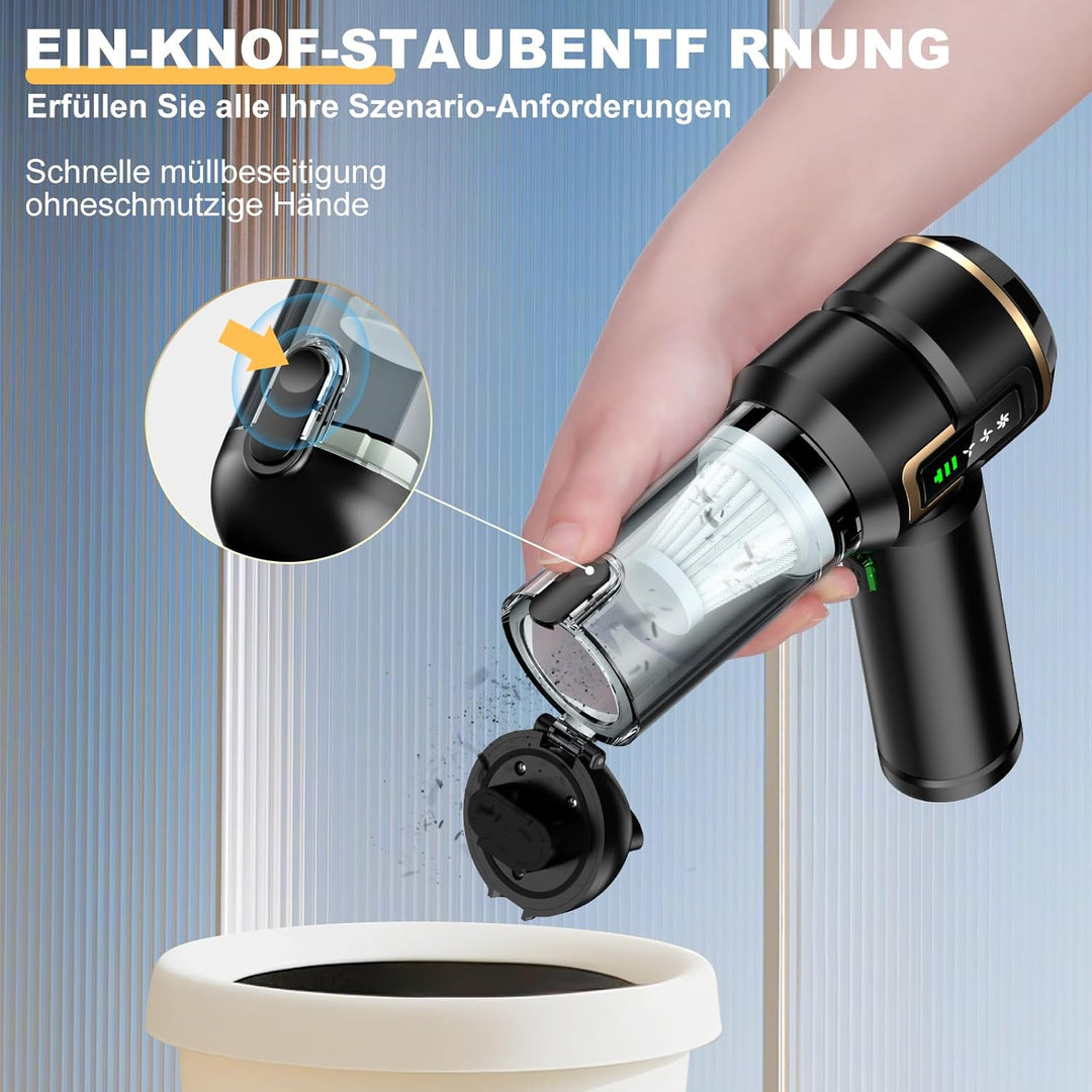 Handstaubsauger Akku 4-in-1 mit LCD Display, Auto Staubsauger Stark 25000PA Kabellos, 3-Stufen 22000