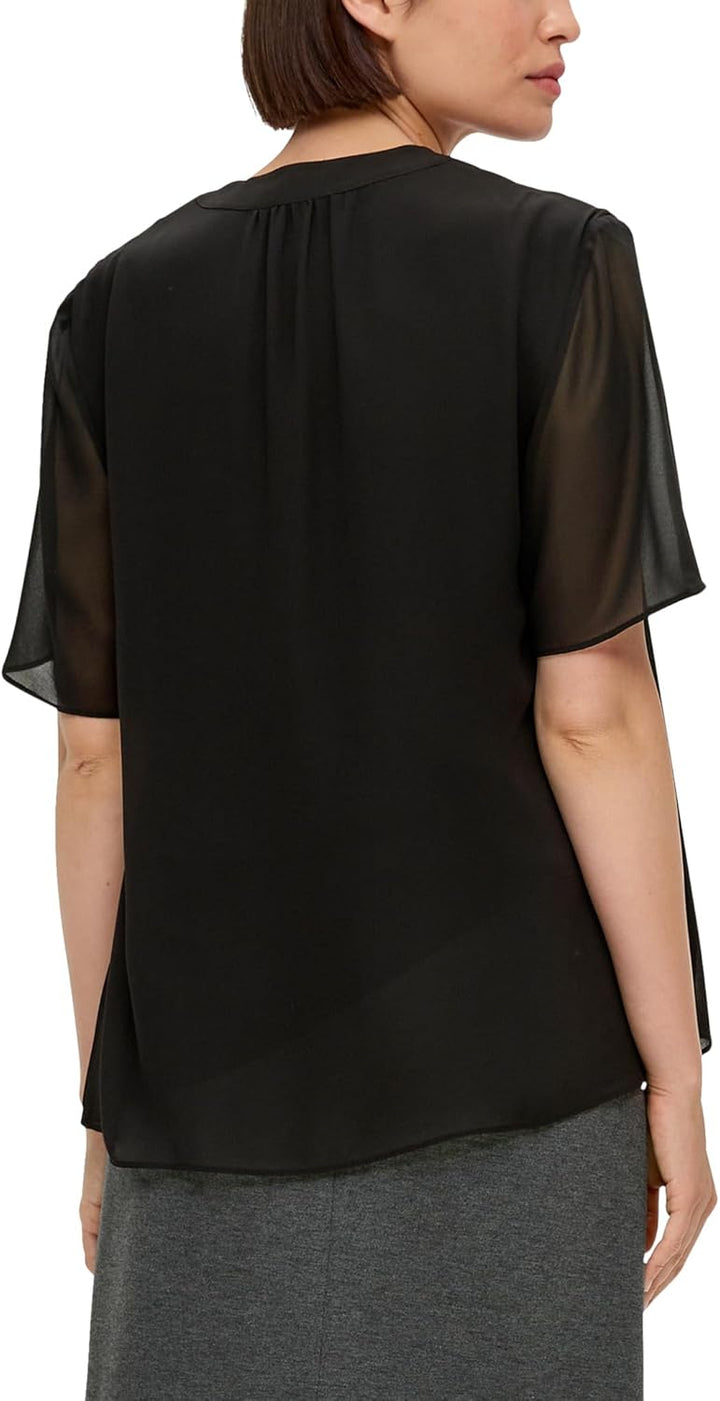 s.Oliver BLACK LABEL Bluse mit V-Ausschnitt, Schwarz