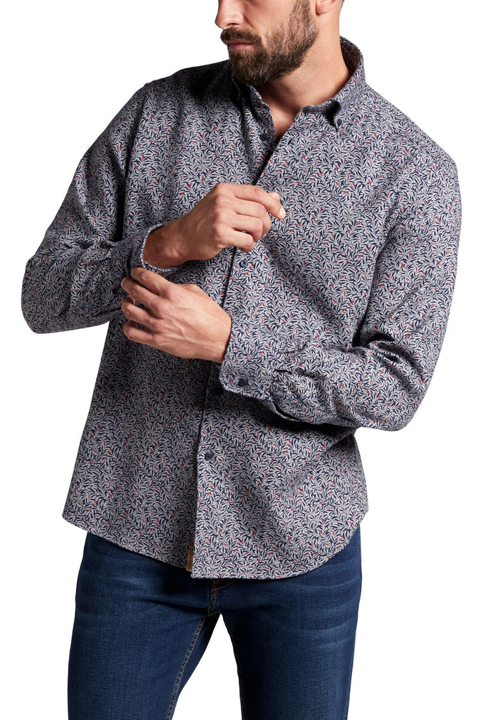 eterna Langarm Hemd Comfort Fit Flanell Bedruckt