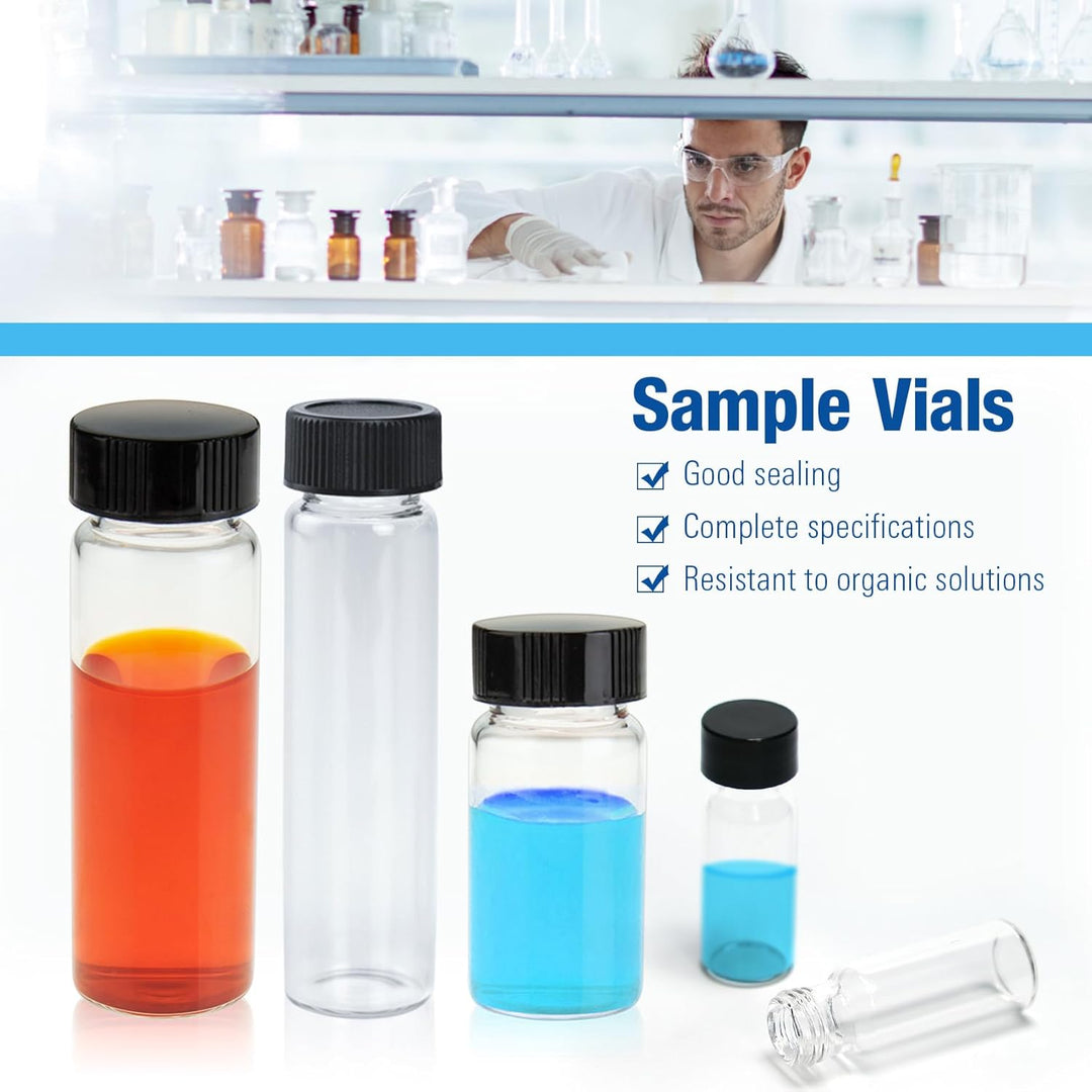 ALWSCI 144 Stück Glasfläschchen 4ml Probe Klarglas Fläschchen, Probenahme Glasflaschen mit Schraubve