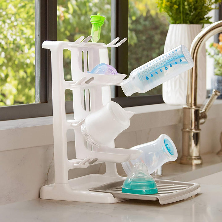 Munchkin Tidy Dry Space Saving Baby Bottle Drying Rack, White, 1 Count (Pack of 1) Tidy Drying Rack,
