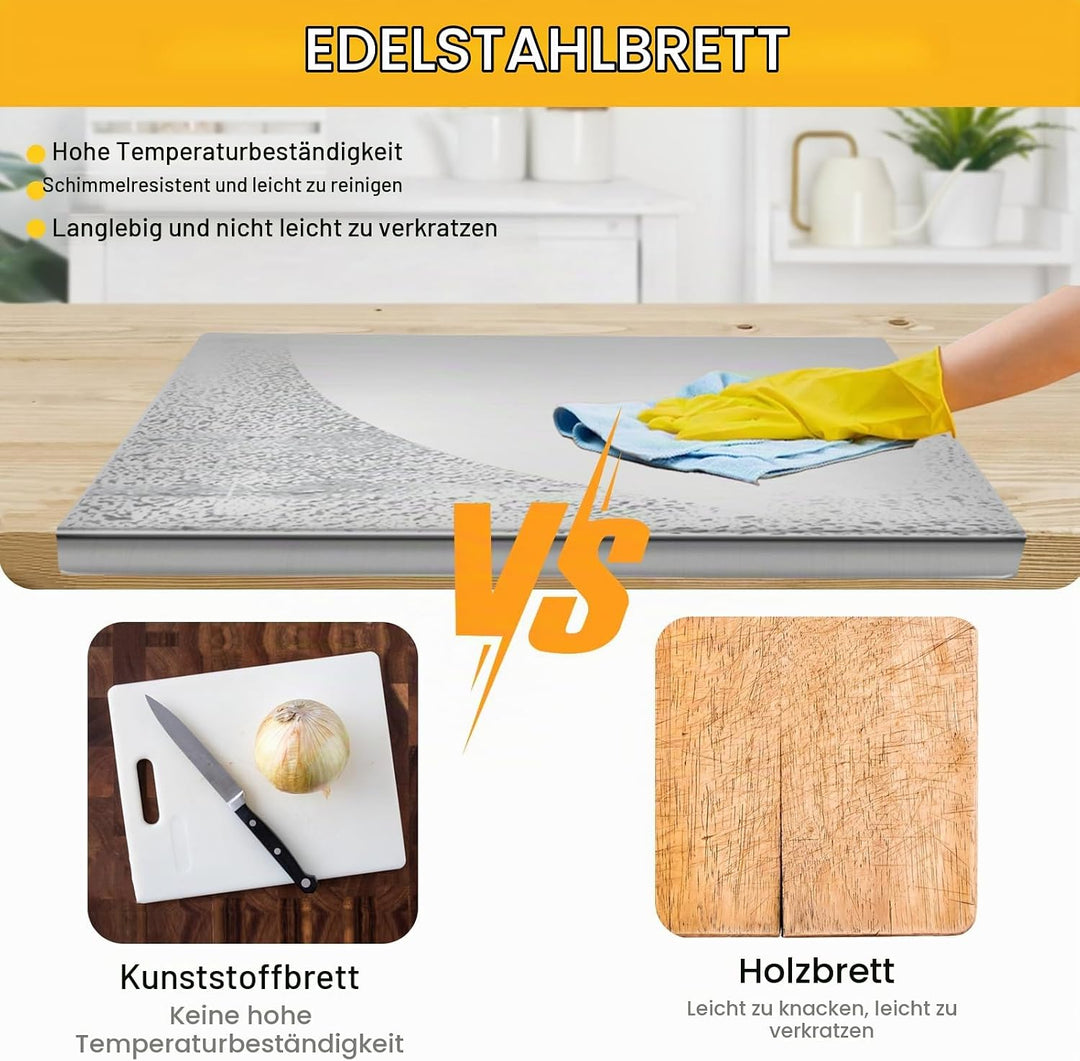 Edelstahl Arbeitsplatte Schneidebrett Küche Schneidbrettchen Schweres Schneidebrett Rutschfest und S