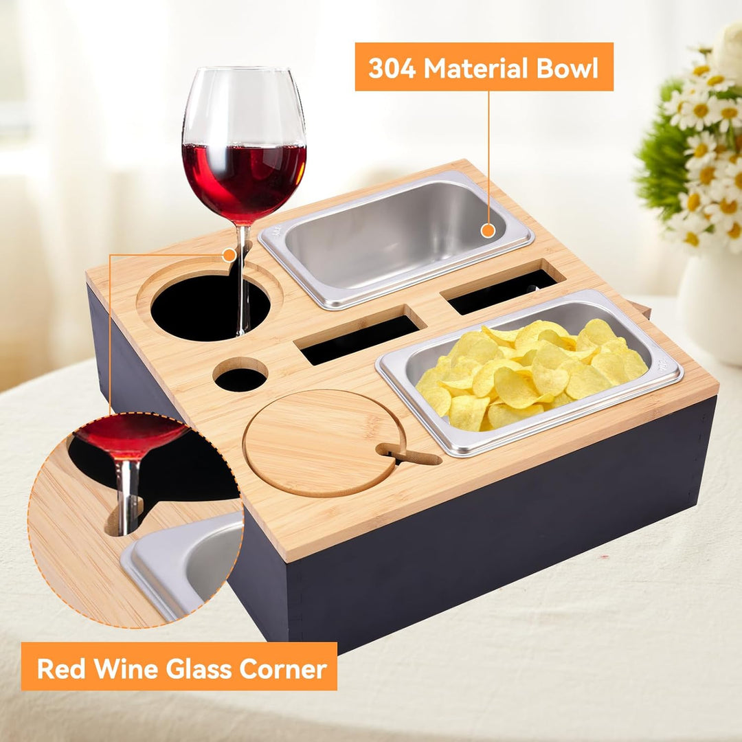Couchbar Snackbox,Sofa Tablett,Mit Abnehmbarer Deckel,Couch Tablett,Beistelltisch Mit Holz Sofatable