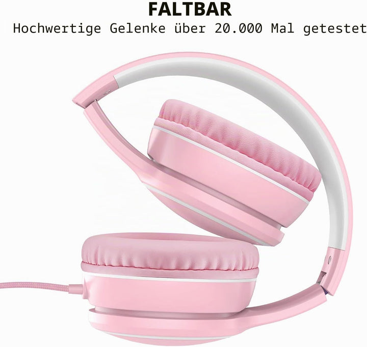 RORSOU R10 Over-Ear Kopfhörer mit Mikrofon, Leichtgewichtige klappbare Stereo-Bass-Headset mit 1,5 m