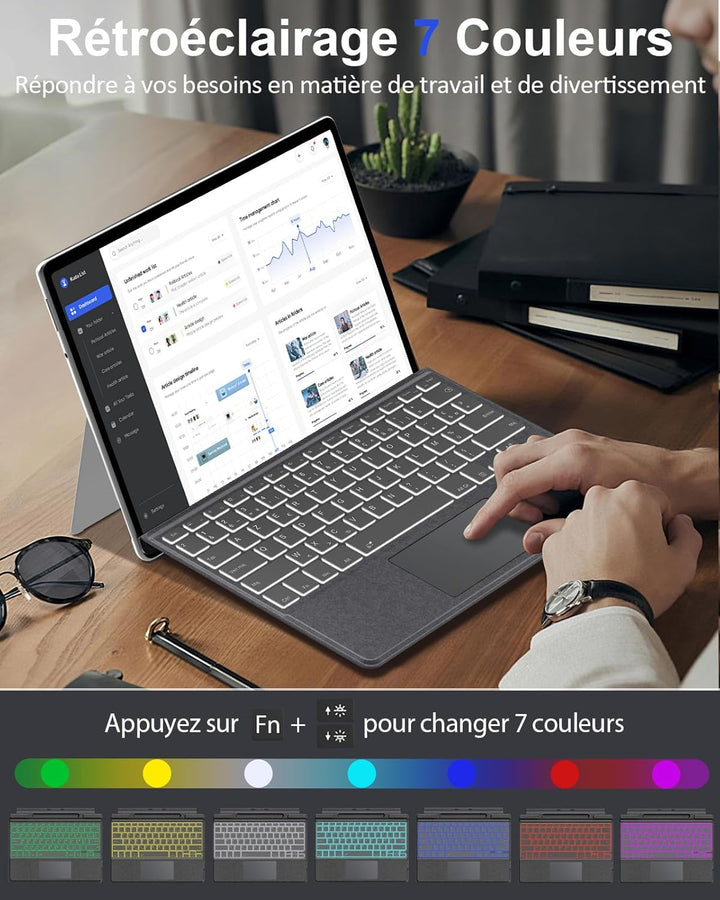 MoKo Französische Tastatur Kompatibel mit Microsoft Surface Pro 11/ Pro 10/ Pro 9/ Pro 8/ Pro X, AZE